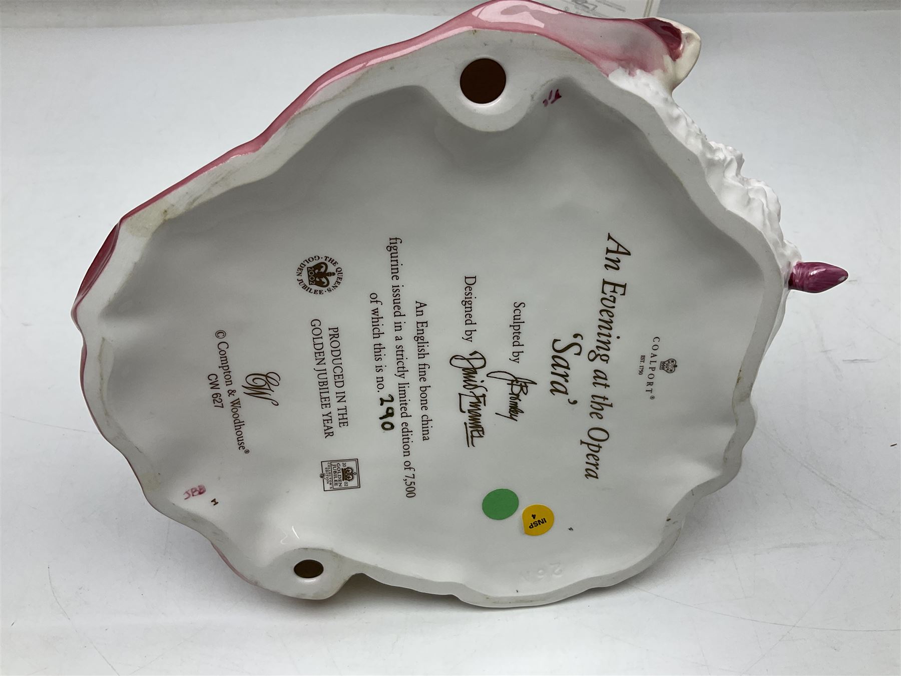 Coalport figure, An Evening at the Opera; Sara, designed by David Emanuel, limited edition 290/7,500, with certificate of authentication, H26cm