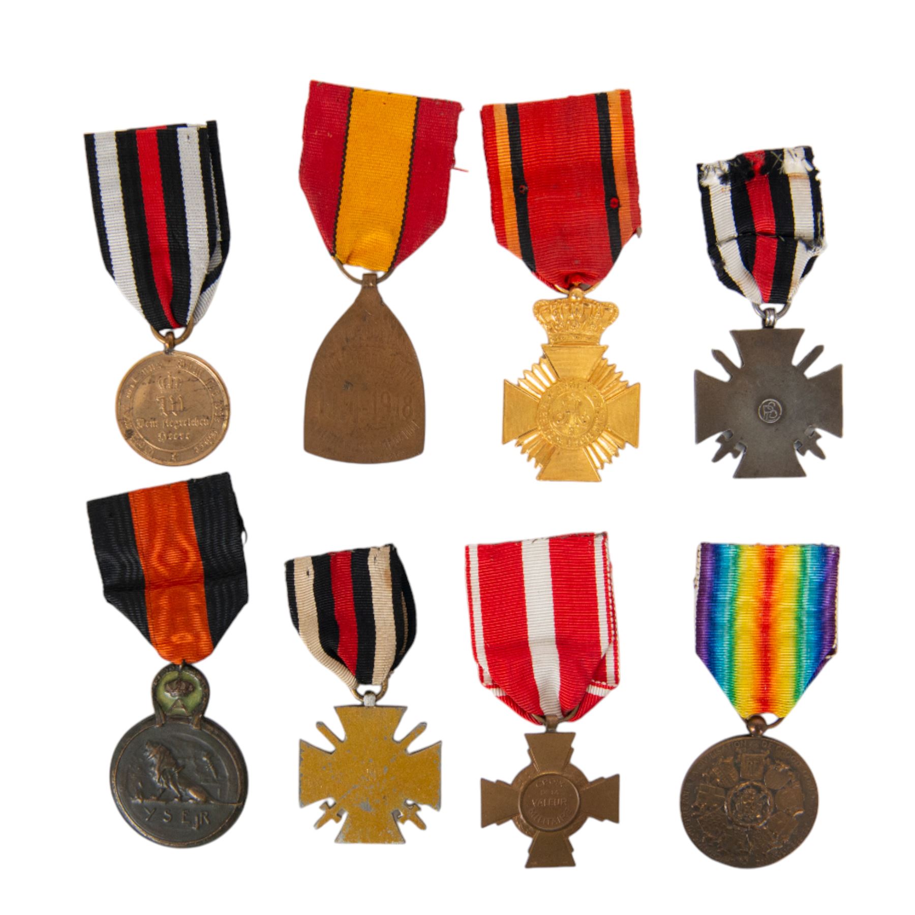 Eight European medals, comprising Imperial German Commemorative Medal, two German Hindenburg Cross, French Croix de la Valeur,  Belgium Inter-allied Forces Victory Medal, Belgium Commemorative medal, Belgium Yser medal and Belgium Long Service Medal   