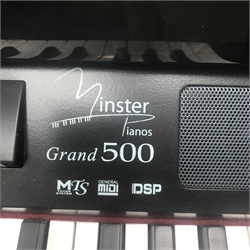 Minster Pianos Grand 500 lacquered eclectic mini grand piano (W148cm, H95cm, D95cm) and stool 