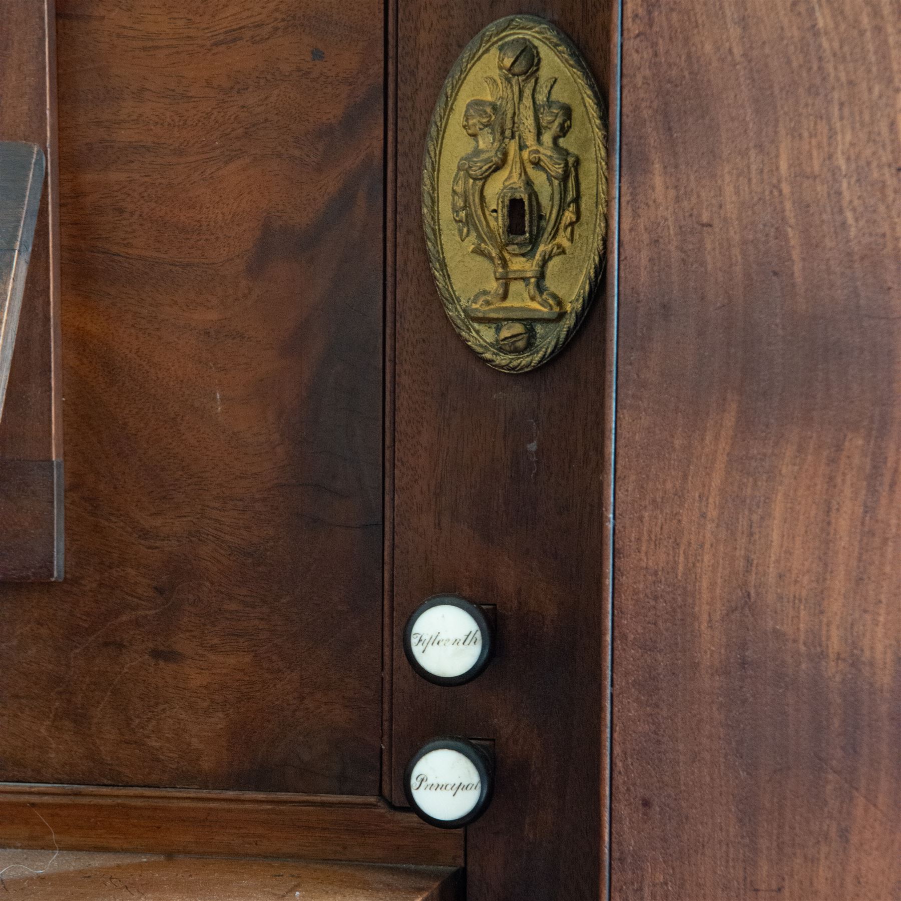 Late 18th century Chamber Organ by Thomas Elliot of London 1790.
Single manual organ, four octave keyboard with 54 keys C-f3, A=448, with Ivory naturals and ebonized sharps, makers’ name engraved on an ivory cartouche, detachable key cover, and music desk (in need of attention). With four speaking stops. Stopped Diapason, Open diapason, Principal and Fifteenth. Crank/pedal operated single rise bellows also provided with an electric blower. Original case with display pipes and candle sconces (one damaged). All pipework present: however there are some damaged pipes, cyphers, and several pipes require re-location in the soundboard, the instrument plays, but some parts of the action and blower will require attention/repair and adjustment.

Given the intricate nature of these historic instruments, specialist support will be available if required – including a professional organ builder prepared to undertake full dismantling and reassembly – to assist successful buyers with safe removal and onward handling. Price upon application.


This item has been registered for sale under section 10 of the APHA Ivory Act Reference EH8B3YPL
