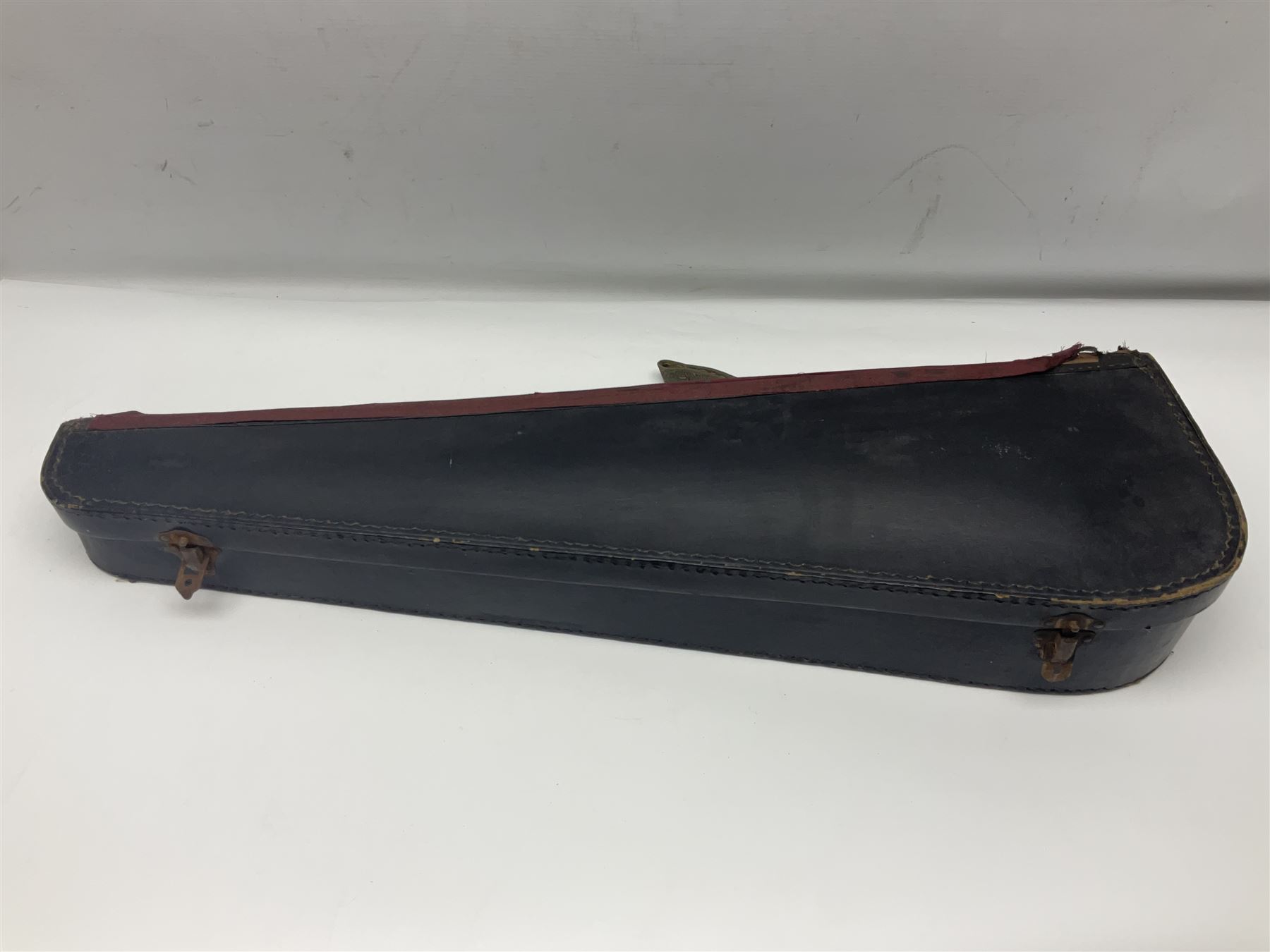 German trade violin c1900 with 35.5cm two-piece maple back and spruce top; bears label 'Made in Germany Apollo Class 6 No.2132' L59cm; in carrying case with two bows