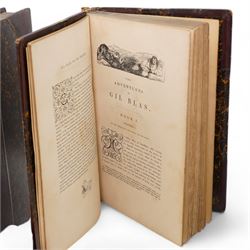 Le Sage translated by Thomas Smollett - 'The Adventures of Gil Blas' illustrated by Jean Gigoux, published J J Dubochet in two volumes 1836, half calf (2), Lesage - 'Histoire de Gil Blas de Santillane' published in French by Longman in four volumes 1809 half leather (4)