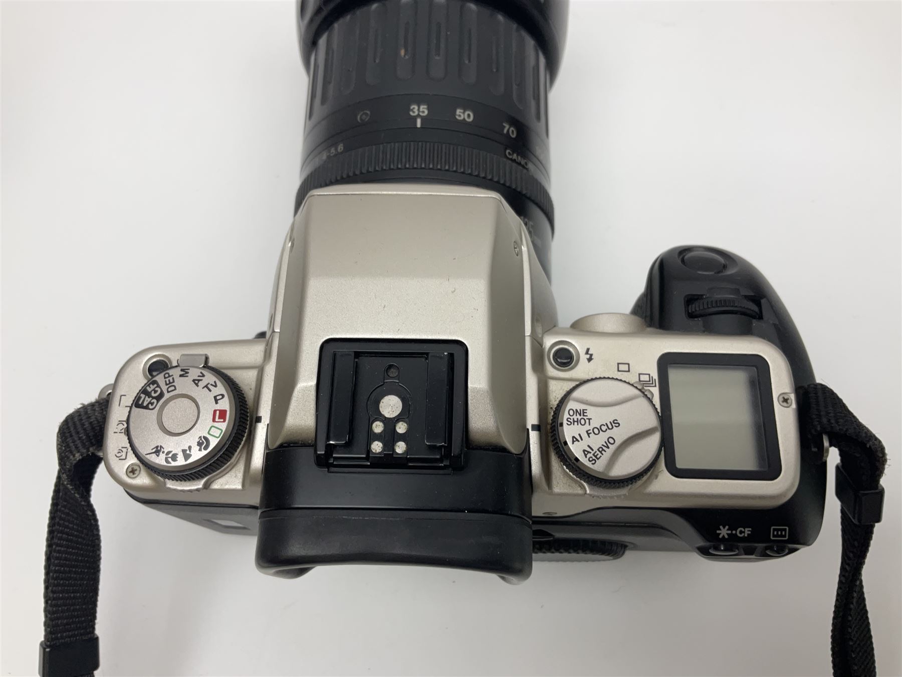 Canon EOS 50e camera body, serial no 8305671 with 'Canon Zoom EF 35-135mm 1:4-5.6' lens together with Halina 35X super camera body, with 'Halina Anastigmat f.c. 1:3.5 f=45mm' lens and other camera equipment 