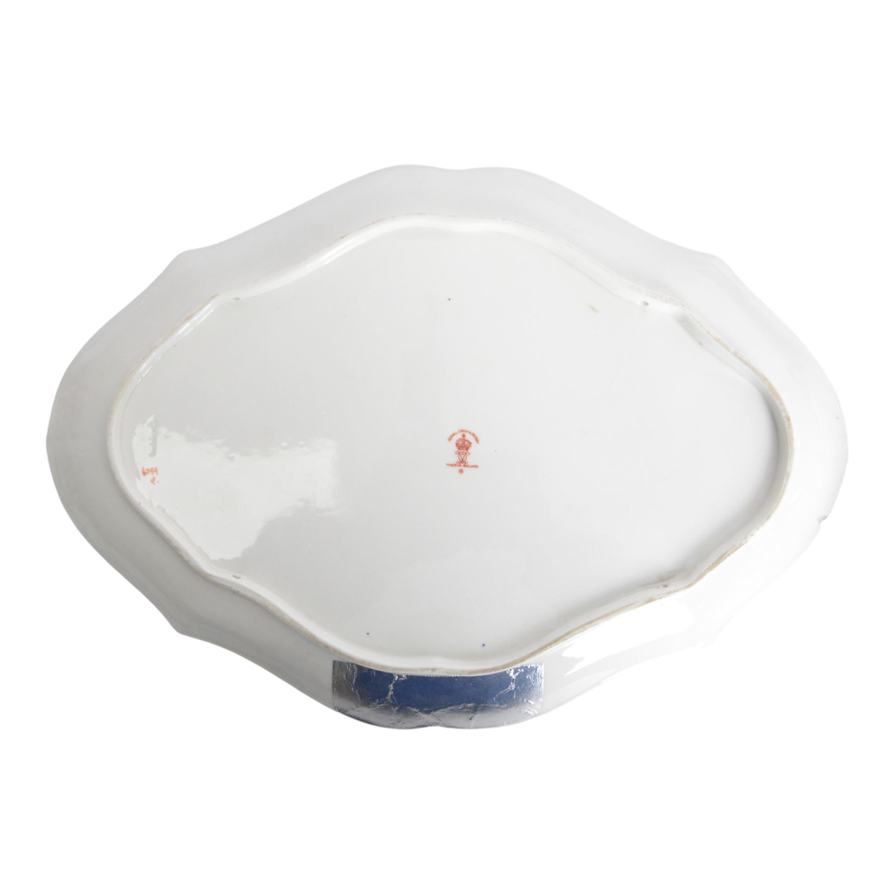 Royal Crown Derby Imari pattern 1128, two plates with fluted rim, together with Royal Crown Derby platter in pattern 6299, plates D22cm