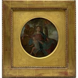 Continental School (17th/18th century): The Holy Family, circular oil on copper unsigned dia. 18cm