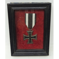  WWI German Iron Cross 2nd Class ring stamped KD, framed and a brass & copper Bugle with Argyll and Sutherland badge, L30cm (2)  