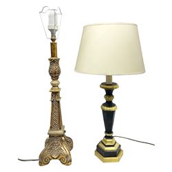 Two tall table lamps, the tallest example with foliate detail, tallest H94cm