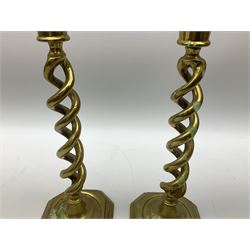 Pair of brass barley twist candlesticks 