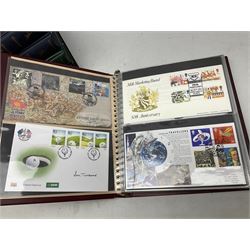 Stamps including first day covers relating to Diana Princess of Wales, small number of coin covers, Mercury 'Silk' covers, other first day covers many with printed address and special postmarks, Australia, Barbados, British Honduras, Germany, Jamaica and other World stamps, housed in albums, folders and loose, in one box