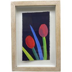 Nerys Ann Johnson (Welsh 1942-2001): Irises, watercolour and ink signed with initials and dated '99, 18cm x 10cm 