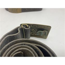 Three Soviet belts with embossed brass buckles (3)