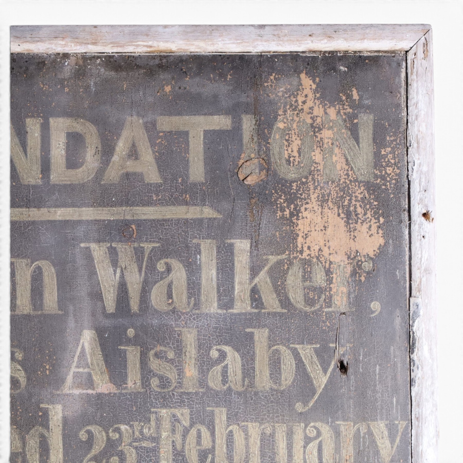 Painted wooden sign, The Walkers Foundation, H95cm, W70cm