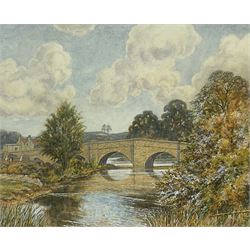 Nathan Stanley Brown (British 1890-1980): Ayton Bridge with the High Hall in the distance, watercolour signed 28cm x 35cm
