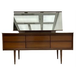 Austinsuite - Mid-20th century teak dressing table, fitted with six drawers, mirror back; and matching Continental headboard