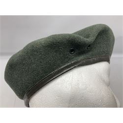 Four paratrooper berets - Russian, Italian, British and Foreign Legion; all with badges (4)