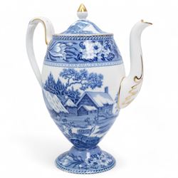 Pair of early 19th century Enoch Wood 'Grapevine Border Series' blue and white knife rests, another pair in the Willow pattern, Victorian T G Booth Indian Ornament razor box and cover and Wedgwood 'Fallow Deer' pattern coffee pot, cream jug, sugar bowl and cover and a coffee can and saucer