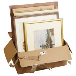 Norman Webster etching, Warburton pastel and other assorted watercolours and oils (in one box)