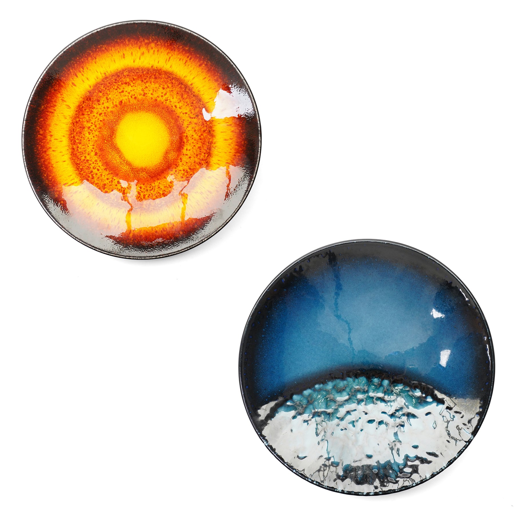 Poole pottery Sun and Moon plates, D26.5cm (2)