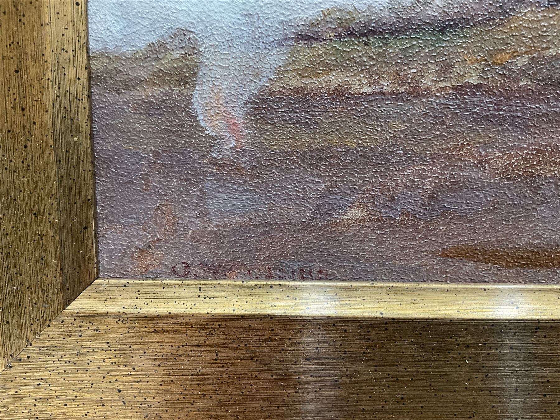 George William Collins (British 1863-1949): Chickens and Church, oil on board signed 20cm x 30cm