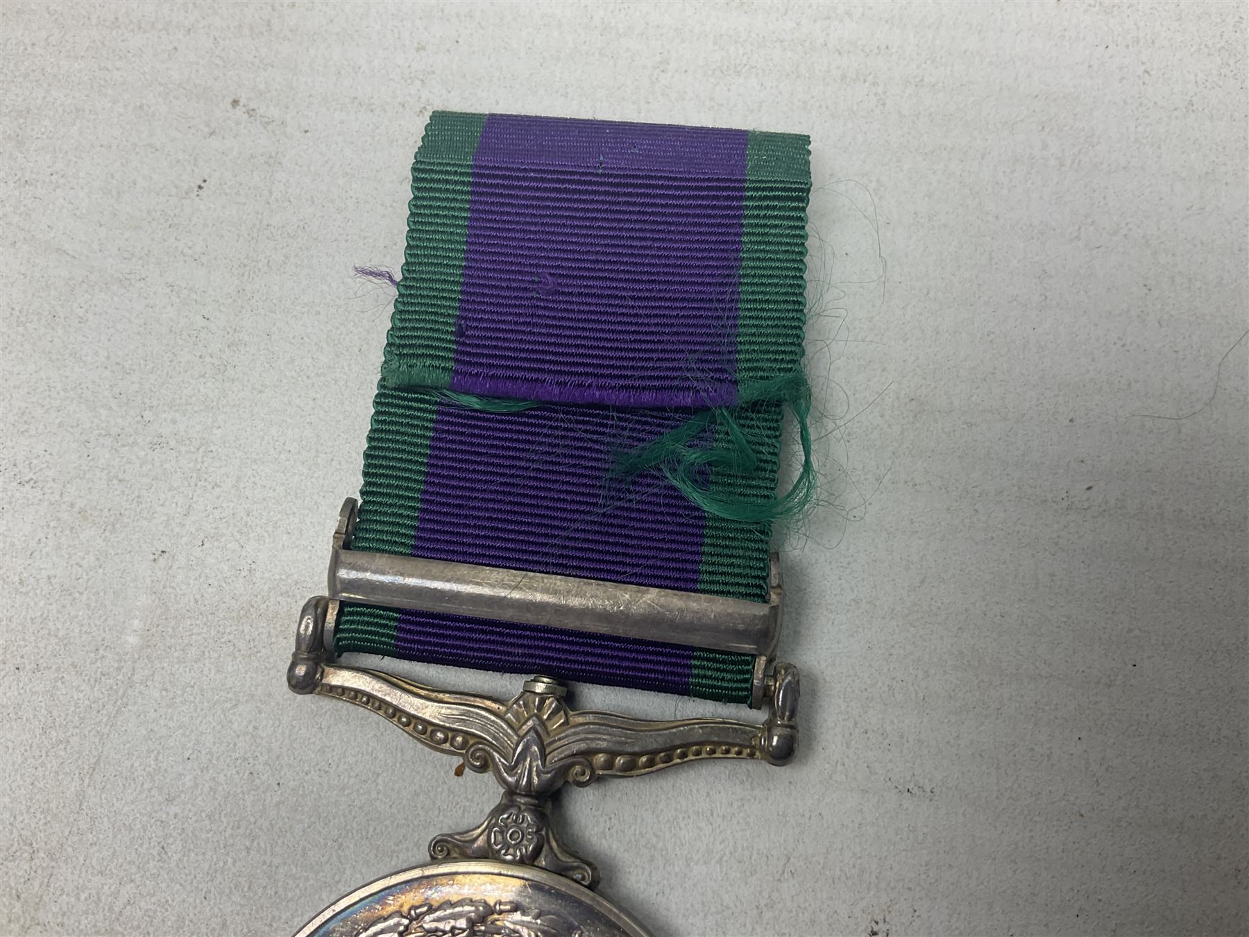 Elizabeth II General Service Medal with Northern Ireland clasp awarded to 24197417 Pte. S.P. Moylan R. Anglian; with ribbon