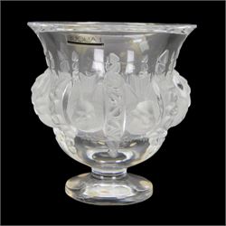 Lalique Dampierre vase, designed by Marc Lalique, of campana form, decorated in relief wit...