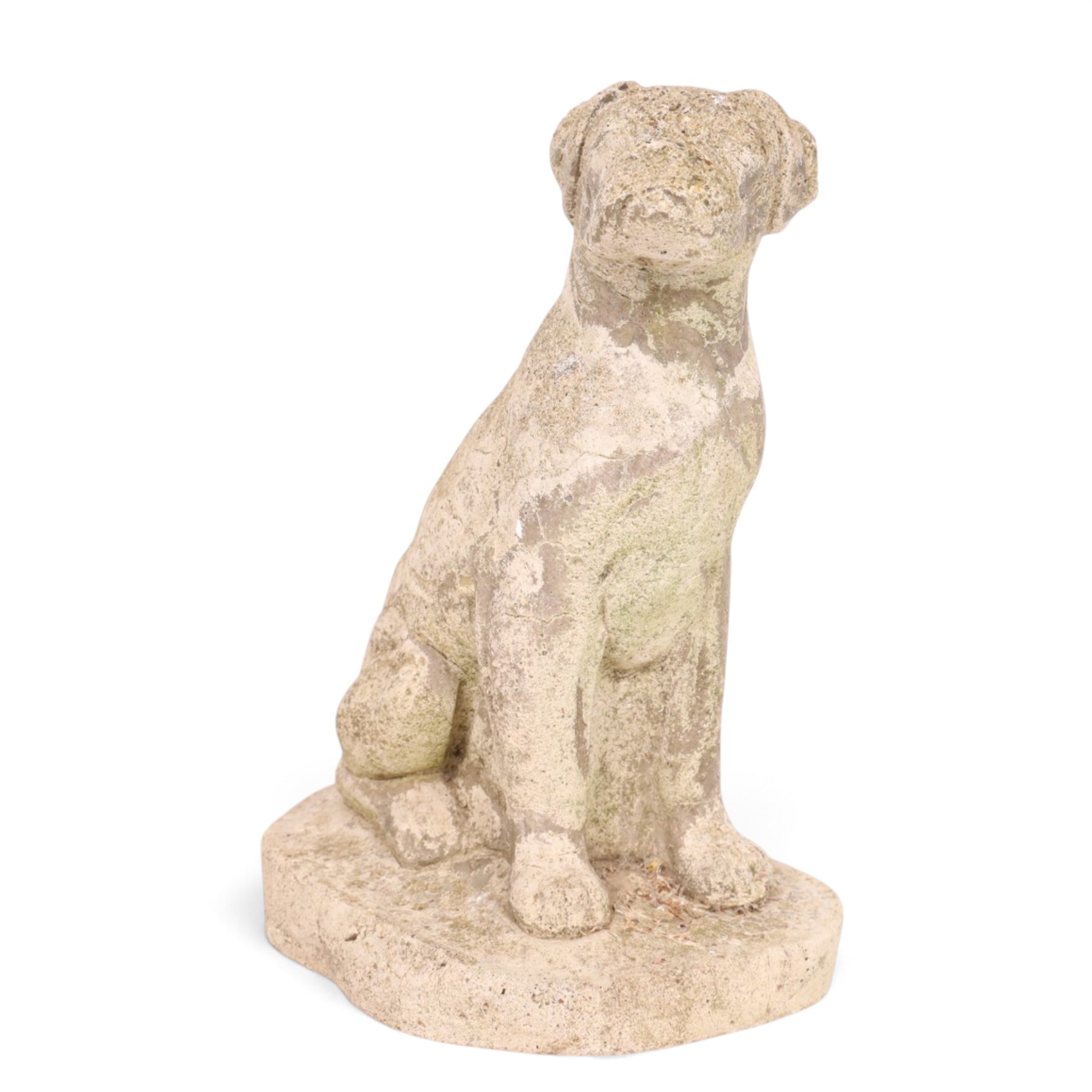 Cast stone seated lion together with a cast stone bulldog, lion H46cm