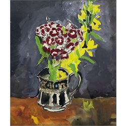 Sonia Naviasky (British 20th/21st century): Still Life of Flowers in an Ornate Jug, watercolour unsigned 31cm x 27cm