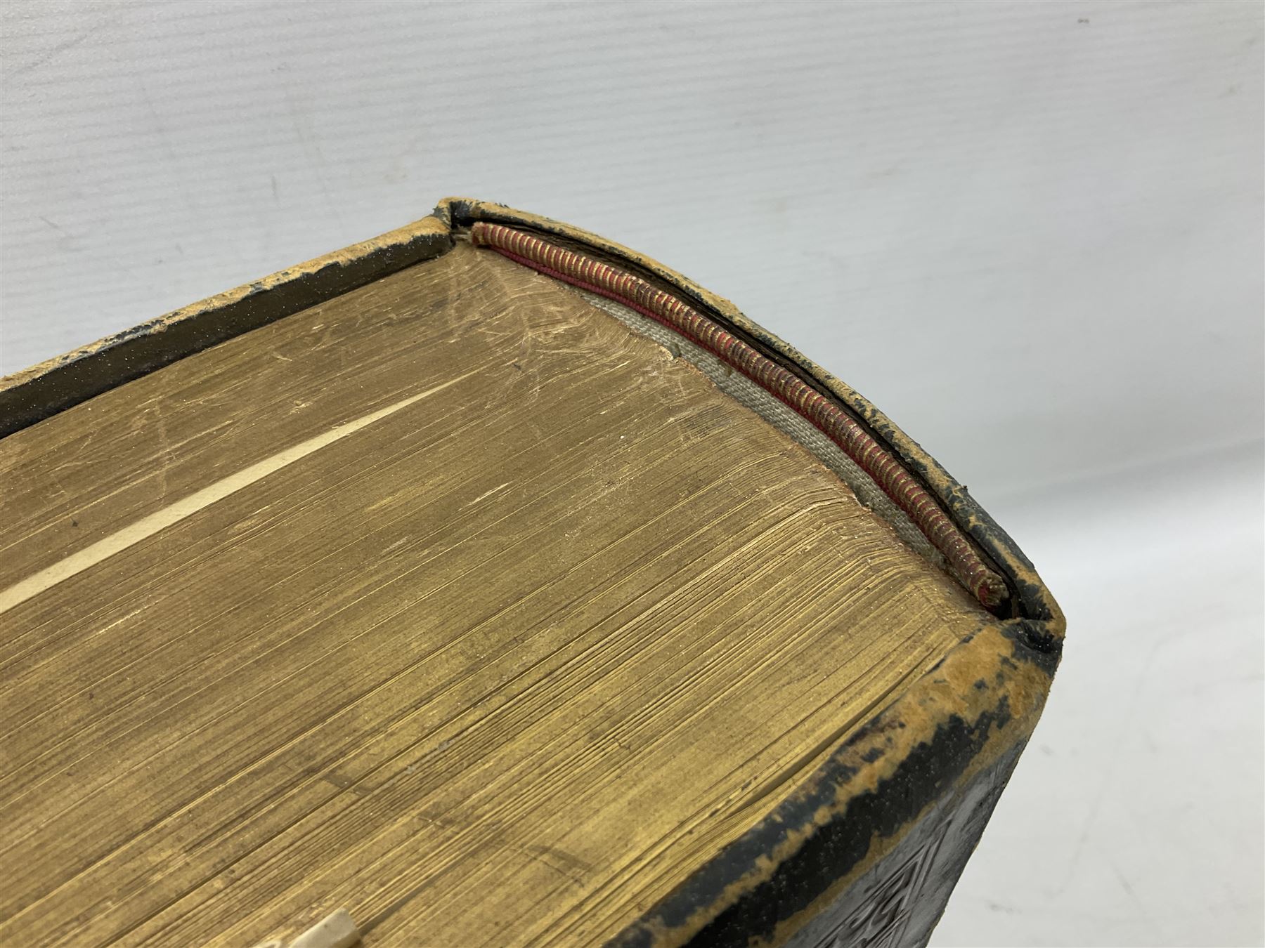 Victorian The Family Devotional Bible, by Rev Matthew Henry, pub. London and New York, The London Printing & Publishing Co, circa 1860, with steel engraving plates and gilt edges, L35cm