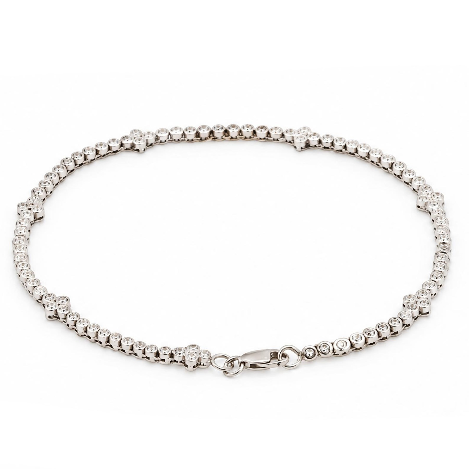 18ct white gold diamond bracelet, set with ninety-one round brilliant cut diamonds, hallmarked