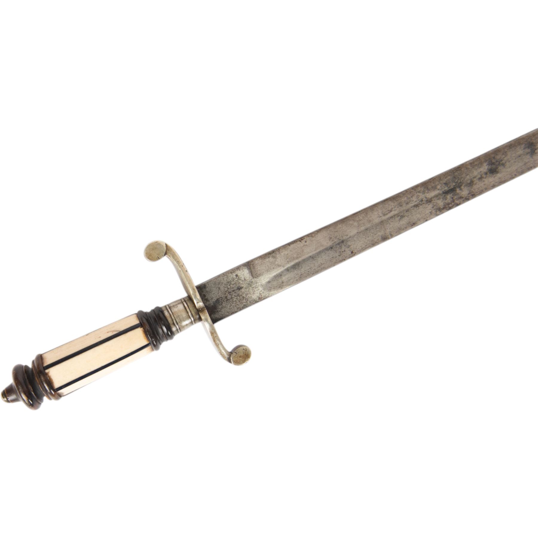 19th century English naval officers dirk, with 44cm straight fullered blade, bone handle with curved quillon, overall L57cm