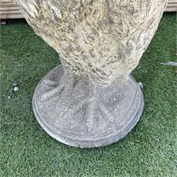 Pair of cast stone garden owls, D30, H70 - THIS LOT IS TO BE COLLECTED BY APPOINTMENT FROM DUGGLEBY STORAGE, GREAT HILL, EASTFIELD, SCARBOROUGH, YO11 3TX