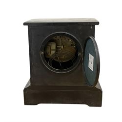 French- marble and slate mantle clock c1880 striking the hours and half hours on a gong. With pendulum.