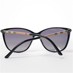 Burberry - pair of oversized sunglasses, with gradient tinted lenses in a black frame, the arms with signature check detail, with original hard case