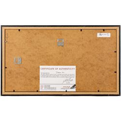 Ten signed Formula 1 photographs, comprising eight Damon Hill examples, Jenson Button and a Nigel Mansell example, nine with certificates of authenticity from Write Stuff Autographs, all framed, largest H47cm, W67cm