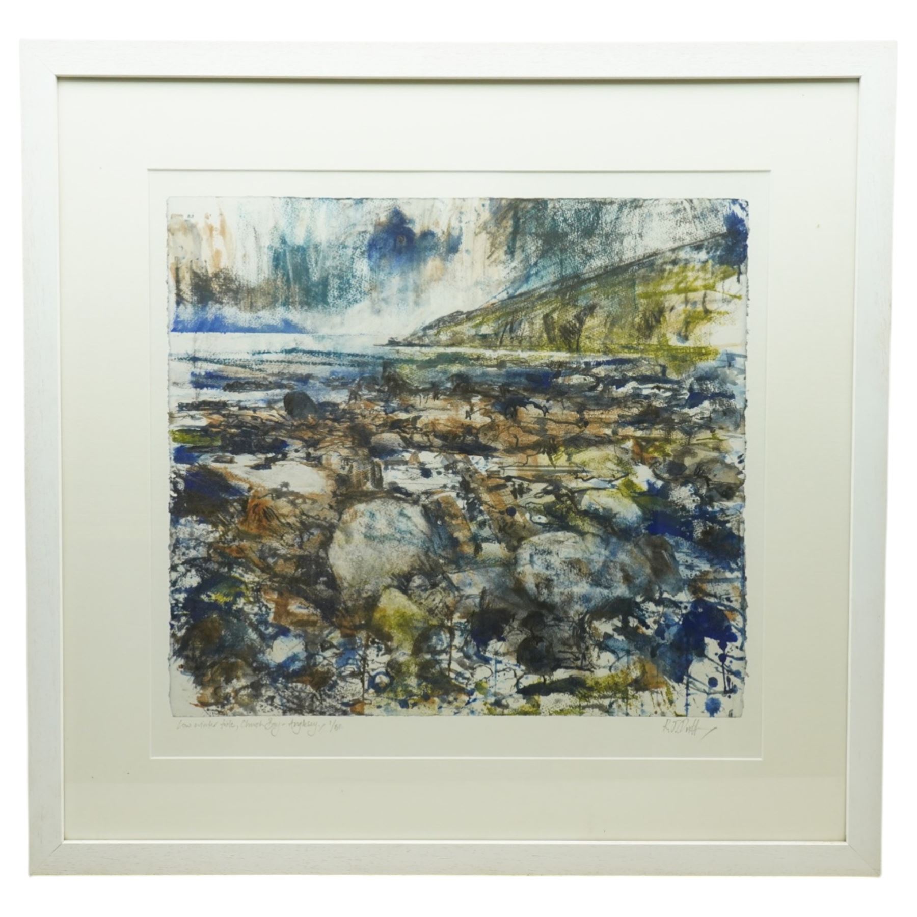 Robert J Dutton (Yorkshire Contemporary): 'Low Winter Tide - Church Bay Anglesey', limited edition colour print signed titled and numbered 1/50, 55cm x 58cm