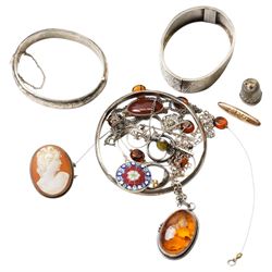 Gold 'Baby' brooch stamped 9ct, silver jewellery including bangles, pendants, brooch etc and a collection of costume jewellery including Michaela Frey bangle 