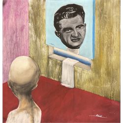 Roland-Henrich Gotschik (German/Romanian 1960-): 'Ceaușescu - Contre Jour' (Shadows of the Past), acrylic on canvas signed, inscribed and dated 2021 verso 173cm x 156cm (unframed)