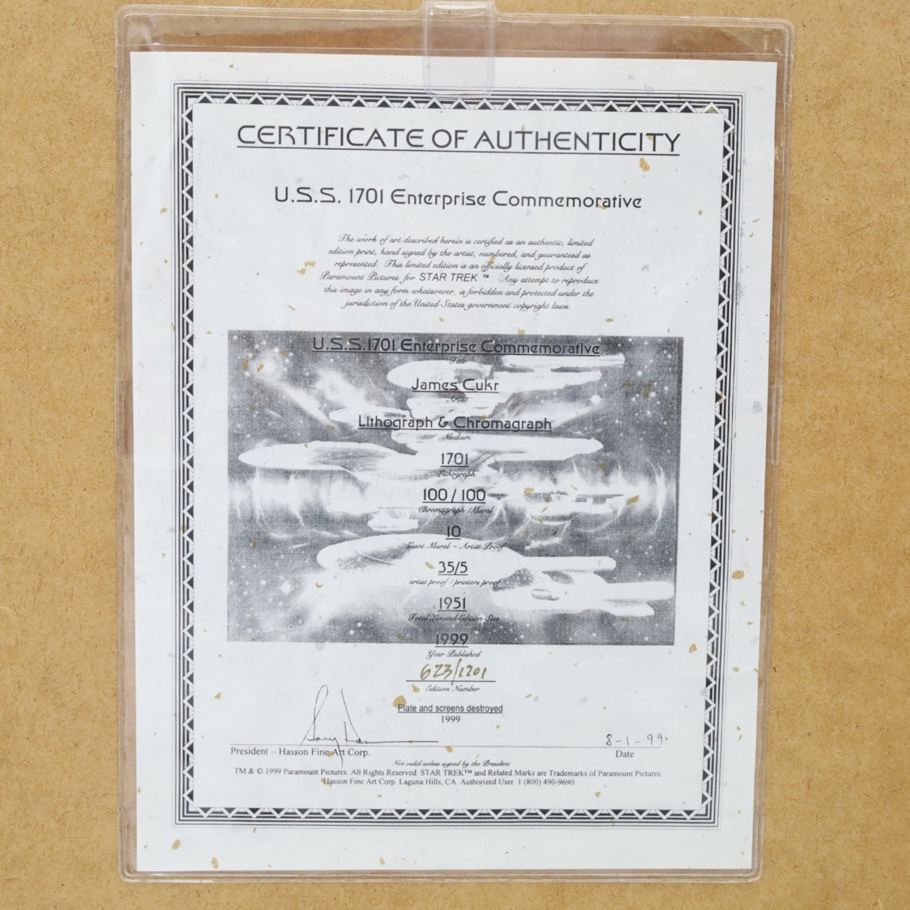 Ten Star Trek prints, including limited edition prints by James Cukr, 20th Anniversary lithograph, Dynamic Forces lithographs, signed Women of Star Trek print, all framed, etc largest 112cm x 83cm