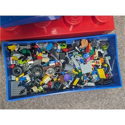 Collection of loose Lego, contained in three stackable Lego brick boxes