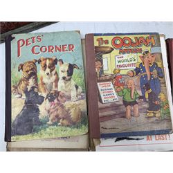 1930s Glevum Series boxed set of 'Coloured and Polished Building Bricks' with instructions; and quantity of 19th century and later children's books including The Fairy-Land of Science by Arabella B. Buckley. 1879; The Wonder Gift Book for Children 1933; The Greyfriars Holiday Annual 1938; The Willie Waddle Book 1933; twelve editions of School Boys Own Library 1937/8; Rainbow Annual 1952 etc