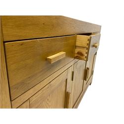 Solid oak and pine three drawer sideboard