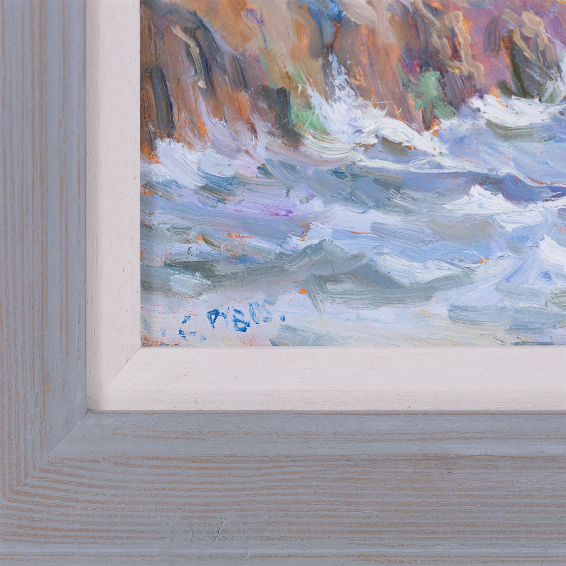 Christine M Pybus (British 1954-): 'Winter Surfing at Sandsend', oil on board signed 29cm x 36cm 