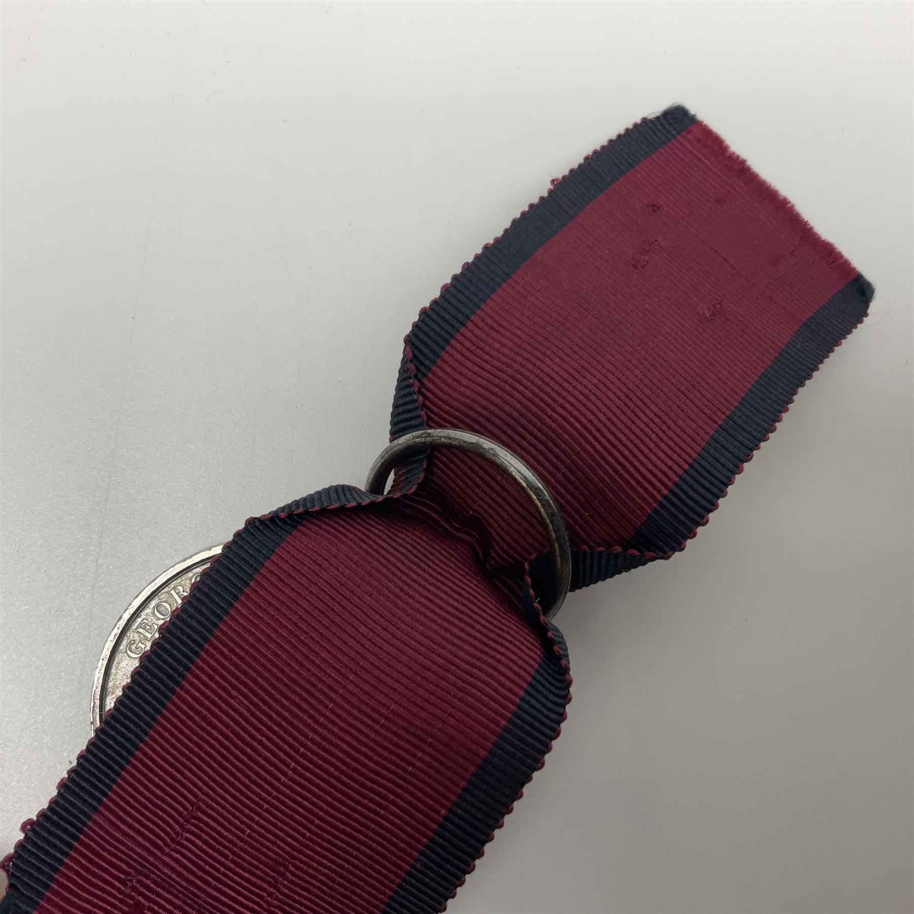 Copy of a Waterloo Medal named to William Rose, 1st Battalion, 79th Regiment of Foot with ribbon