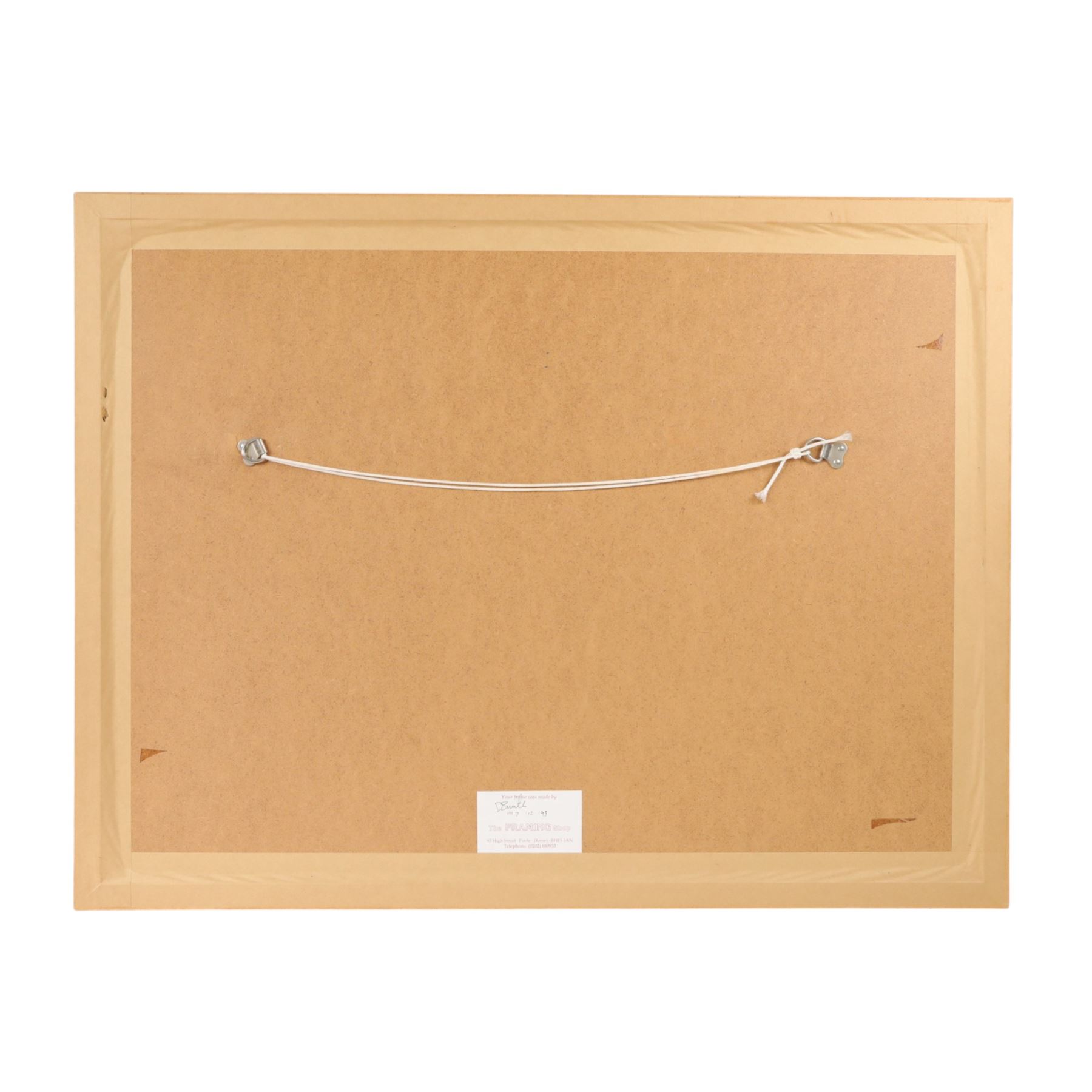 Signed limited edition Nigel Mansell print 'Red 5 - Double World Champion', signed by Nigel Mansell and artist Tony Smith, framed, frame H63cm, W82cm