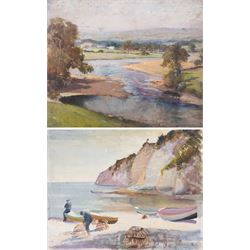 Sunderland Rollinson (British 1872-1950): Flamborough and River Wharfe, two oils on canvas...