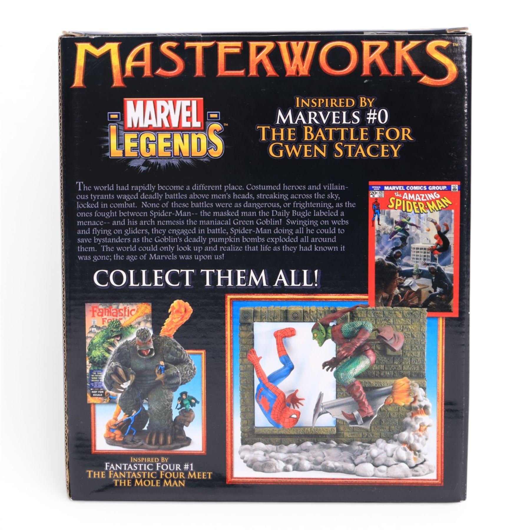 Marvel figures and models, comprising Gentle Giant Thor Collectible Mini Bust, Toy Biz Masterworks Marvel Legends 'The Battle For Gwen Stacey' model, Toy Biz 12 inch Collectors Edition Daredevil figurine, three Galoob Titanium Series Marvel Heroes figures, Funko Iron Man Bobble Head and a Museum Replicas Iron Man 2 Tony Stark's Heart Replica, all boxed