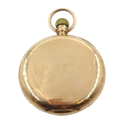 Early 20th century 9ct gold pocket watch by Waltham U.S.A, top wind, movement No.21718518, case by Benson Brothers, Chester 