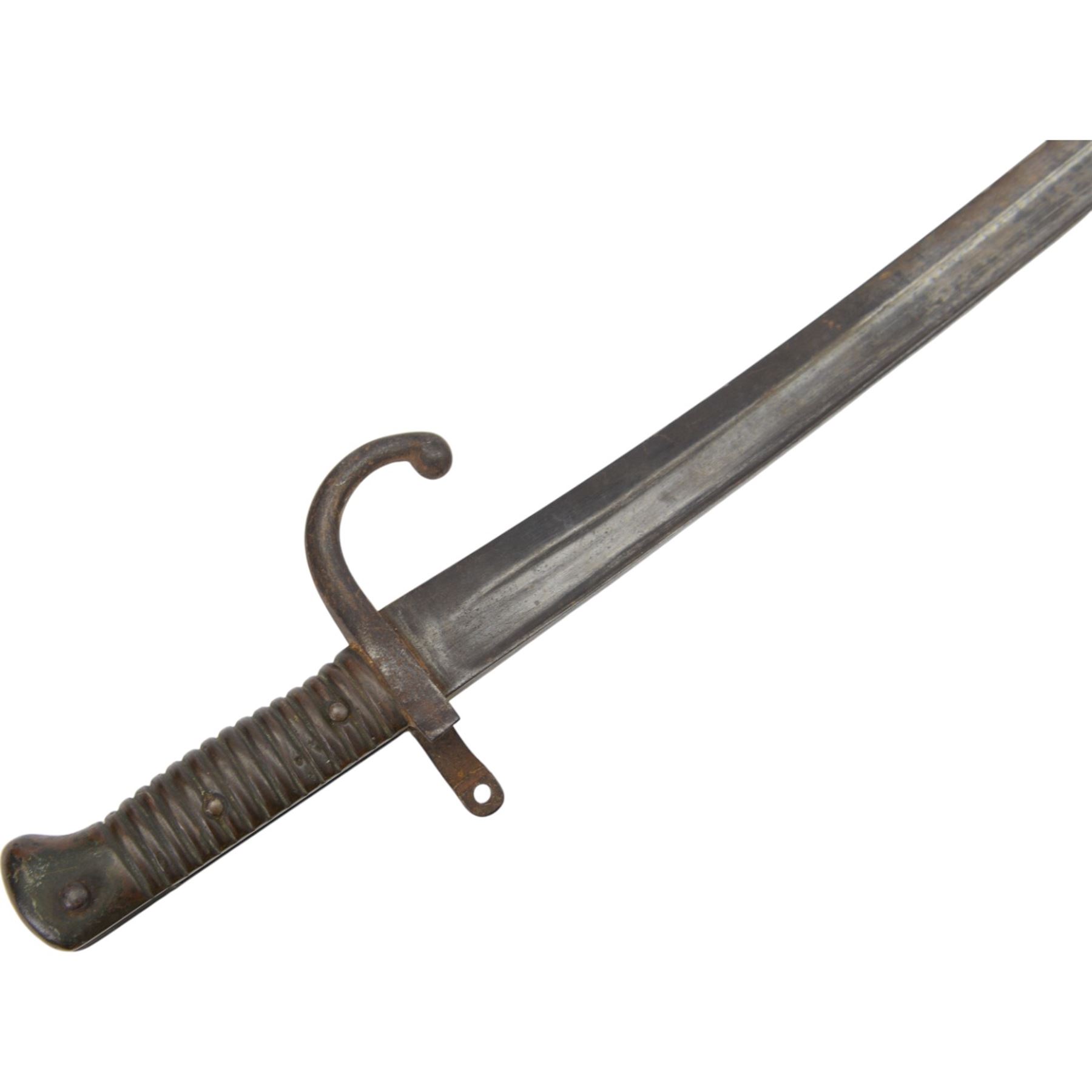 WWII Martini Henry bayonet, with 57cm blade, in steel mounted leather scabbard, together with another WWII bayonet