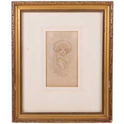 Follower of Joshua Reynolds (British 1723-1792): Studies of Young Women, set of four pen ink and colour wash drawings bearing signature and dated 1759, 20cm x 13cm - 15cm x 9cm (4)