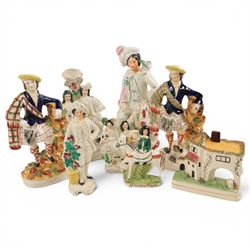 Collection of Staffordshire figures, including Princess Royal, Highlander etc 